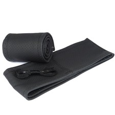 Couvre Volant Couverture de Volant Perforé Noir Cuir Véritable 36cm-37cm