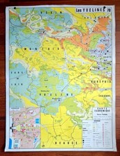 CARTE SCOLAIRE PLASTIFIEE GEOGRAPHIE  DEPART. YVELINES 78 Années 60 Grand format
