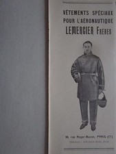 1/1927 PUB LEMERCIER VETEMENTS AERONAUTIQUE COMBINAISON CASQUE PILOTE AVION AD