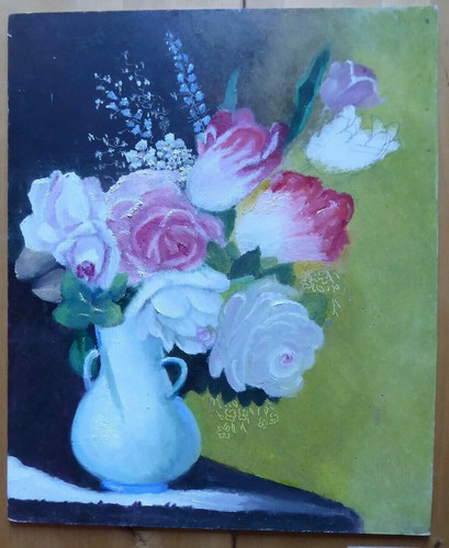 Tableau vintage floral peint - tableau,