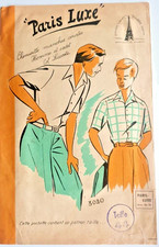 ? 3020 Ancien PATRON PARIS LUXE VINTAGE FRENCH CHEMISE MANCHE COURTE HOMME T 44