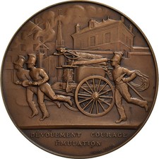 France, Médaille, Concours de Pompes à Incendie, Le Mans, 1909, Bronze, SUP