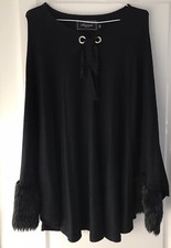 Gilet cape gris clair bas manches fausse fourrure ALMATRICHI unique