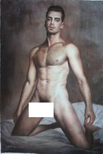 portrait homme nu intégrale peinture huile sur toile / painting on canvas nude m