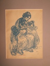 Lithographie ancienne numérotée et signée STEINLEN . 1ere d'un lot de 7