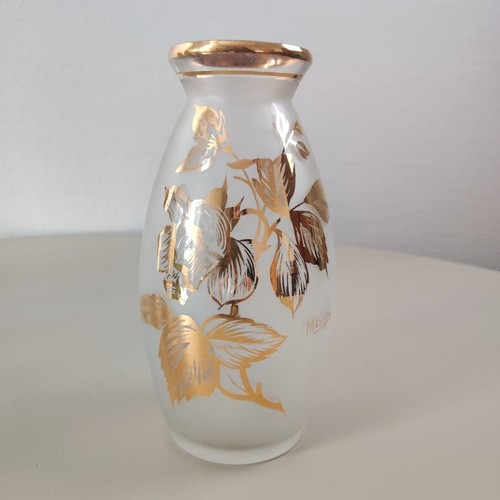 Vase verre dépoli doré - dépoli, et