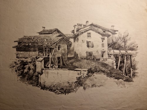 Ancien beau dessin xixeme - ancien, mine