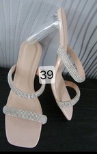 "QUEEN VIVI" MULES A STRASS TALON HAUT TRANSPARENT = 10 CMS POINTURE 39