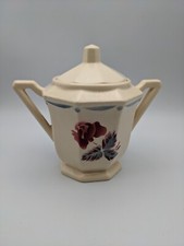 sucrier céramique Digoin Sarreguemines modèle Boulogne rose rouge