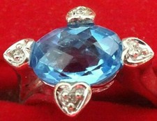 Bague topaze bleue et diamant