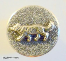 BOUTON 18 mm : CHASSE/VENERIE LOUP /RENARD  argenté
