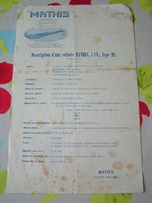 description MATHIS type MY 7 CV voiturette - procès verbal de réception 1930