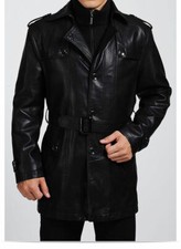 Manteau Trench En Cuir Noir
