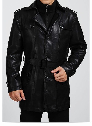 Manteau trench cuir - manteau, en