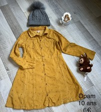 Dpam 10 Ans Fille : Robe jaune moutarde velours Hiver TBE