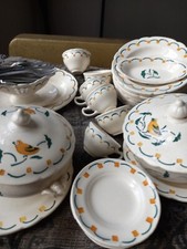 Dinette Art Deco en faïence polychrome Creil Et montereau