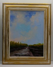 paysage  huile  "LE SENTIER GRIS "    ARTISTE réf drouot artprice akoun