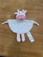 Doudou Tom & Kiddy Bisous D'ange Plat Rose Vache Grelot Fleurs Blanc Marron