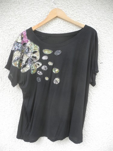 Tee shirt paillettes karibbe - a,