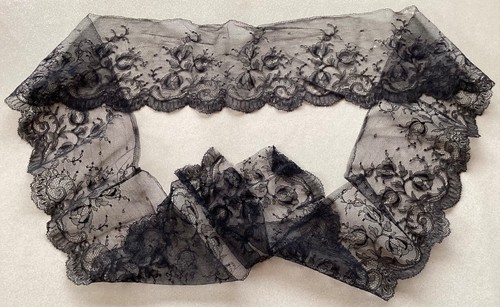 Dentelle ancienne noire type - dentelle, noire,