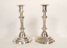 Paire bougeoirs Louis XIV flambeaux métal argenté Christofle XIXème siècle