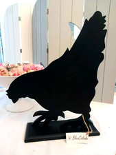 Poule silhouette bois noire déco / tableau