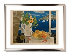 YVES GANNE (1935-2019) LITHOGRAPHIE ORIGINAL VUE DE COLLIOURE 1960 (121)