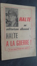BROCHURE HALTE AU MILITARISME ALLEMAND HALTE A LA GUERRE 1961 ABE