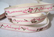 RUBAN TOILE IMPRIMÉE 100% COTON *16 mm* Petits travaux fait main couture ciseaux