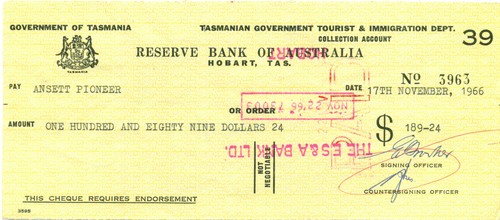 Australia tasmania 1966 - australia, bank