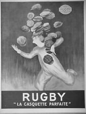 PUBLICITÉ DE PRESSE 1924 RUGBY LA CASQUETTE PARFAITE -  Leonetto CAPPIELLO