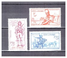 COTE  D ' IVOIRE   N  ° 162 / 164 .   SERIE  DEFENSE    NEUVE   **  .  SUPERBE .