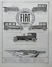 PUBLICITÉ DE PRESSE 1925 AUTOMOBILE FIAT TORPÉDO LIMOUSINE 6 CYL CABRIOLET