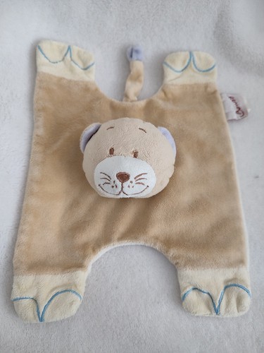 Doudou plat chat tigre beige