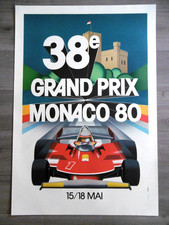 MONACO Grand Prix Automobile 1980 affiche litho 1983 REUTEMANN LAFFITE PIQUET