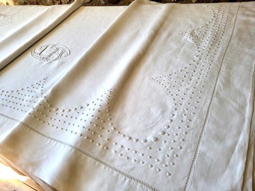 N04 ancien drap fil lin - de,
