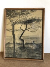 Ancien Dessin Étude Signé Vicaire 