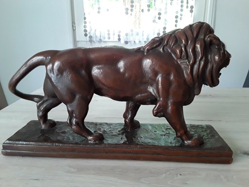 Statue lion marchant - statue,