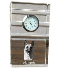 Malinois Belge Chien de Berger - Horloge Verre Avec Photo, Photo D'Un En Blanc