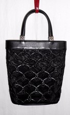 GIANNI VERSACE  sac à main  noir cuir & résille TBE