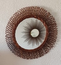  Ancien Miroir Soleil Rotin
