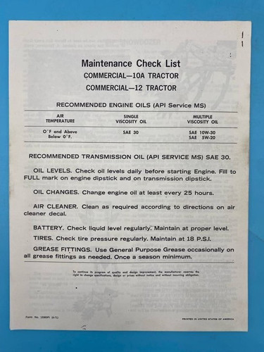 Gravely maint check list - gravely-,