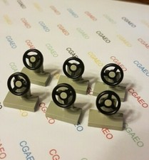 6 X  Lego 3829c01  Steering Stand 1 x 2 with Black Steering Wheel Light Gray