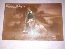 CPA , joyeuses pâques, enfant oeuf panier  (écrite )