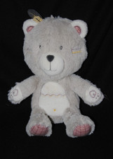 Peluche doudou ours Timouki SAUTHON Baby Déco gris beige 27 cm assis NEUF