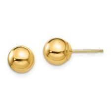 14K Jaune or Creux 7mm Balle Boucles D'Oreilles Push Arrière Madi K Bébés Bijou