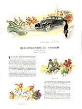 Publicité ancienne résurrection du tandem 1938 issue de magazine