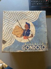 Ancienne grande Boîte Métal Publicitaire Biscuit Gondolo Paris France Vintage