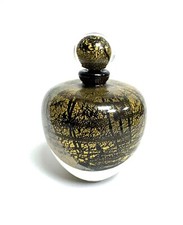 Flacon en verre polychrome pailleté d’or - SABA FRÈRES à BIOT - 16 cm