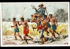 IMAGE chromo CHOCOLAT GUYENNE / ETATS-UNIS Louisiane Esclave & CHAISE au PORTEUR